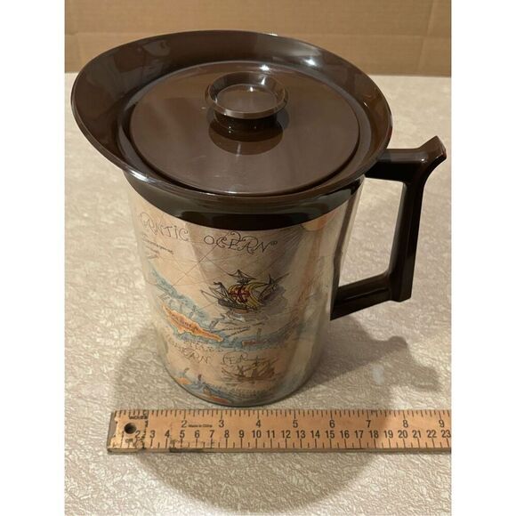 Thermo Serv ATLAS MAP Vintage Insulated Pitcher W/ Lid 55 oz. Dart Industries - Picture 8 of 8